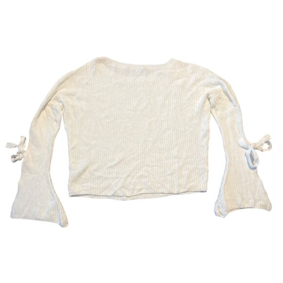 Express XS Bell Sleeve Sweater Tie Cuffs In Creamy White Boho - Picture 7 of 7